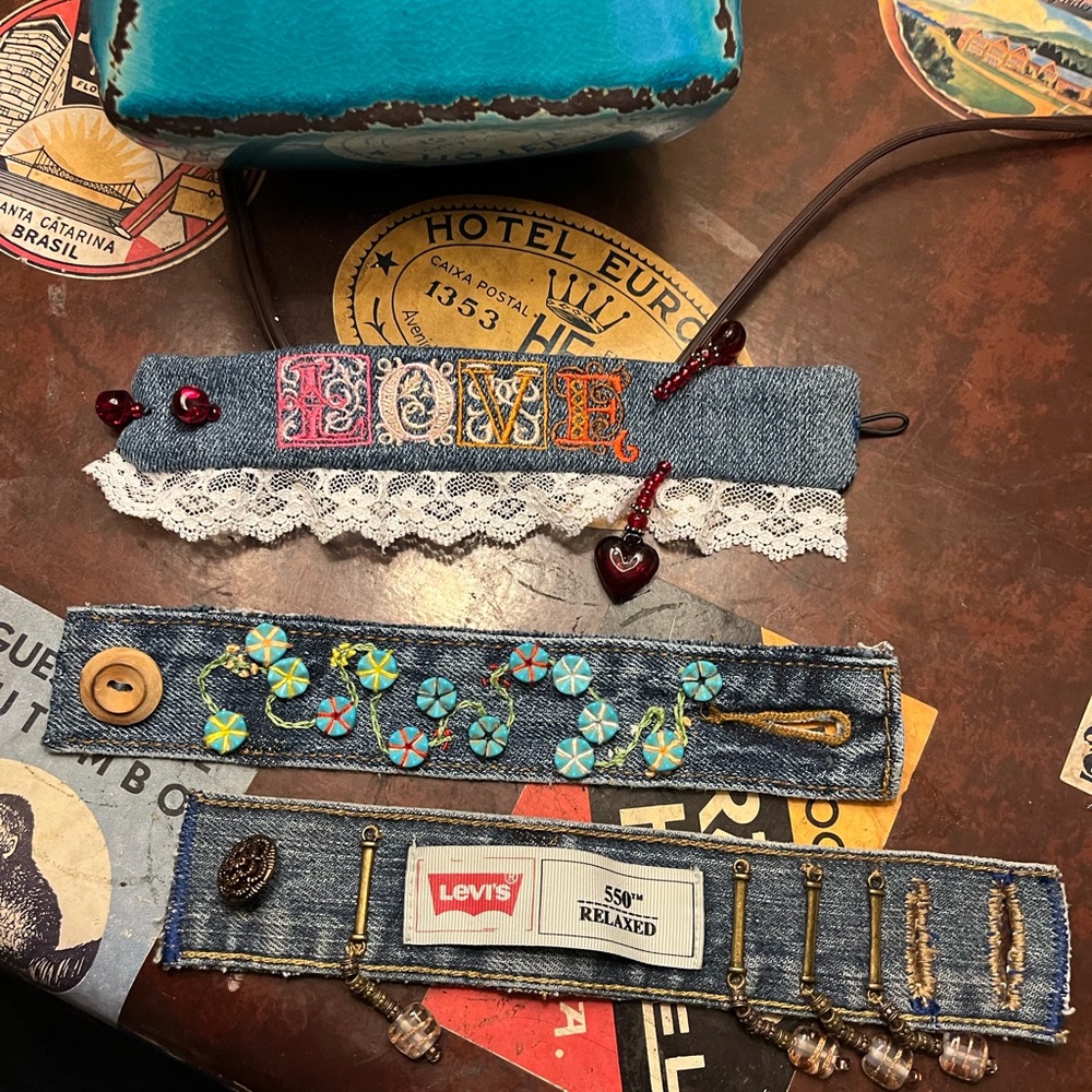 Choose 1=Denim bracelets handmade